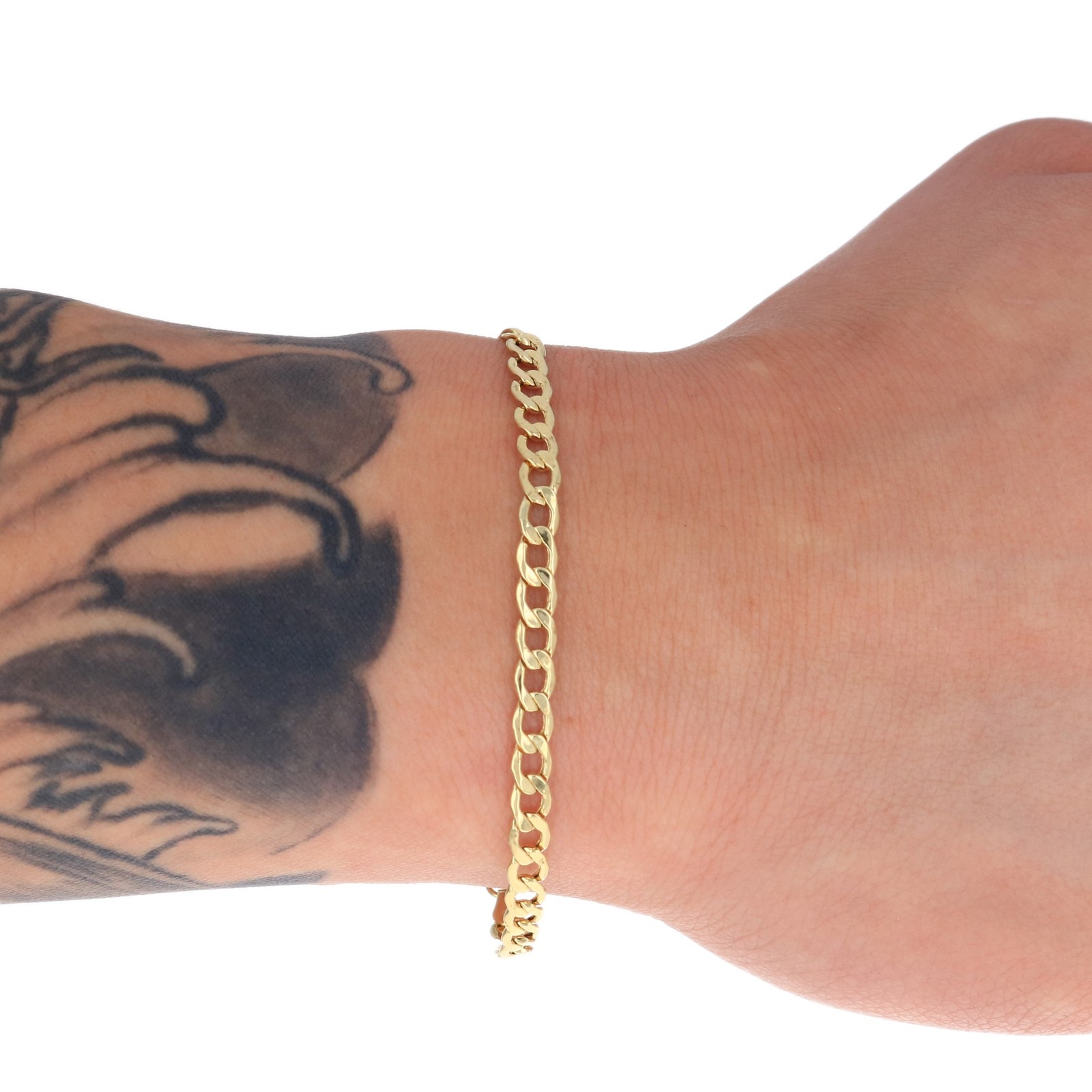 14K Real Yellow Gold 3.5mm-6.5mm Cuban Curb Chain Link Bracelet Men Women 7″- 9″