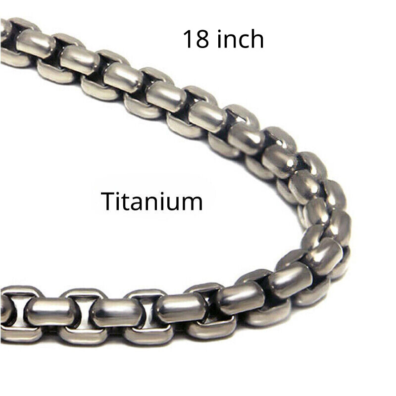 Pure Titanium Box Chain Necklace 3mm Men Unisex NO Allergic Skin Care Health 18″