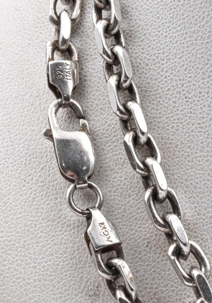 Estate AGM ITALY Sterling Silver 5.4mm wide 24″ long Faceted ROLO Chain necklace