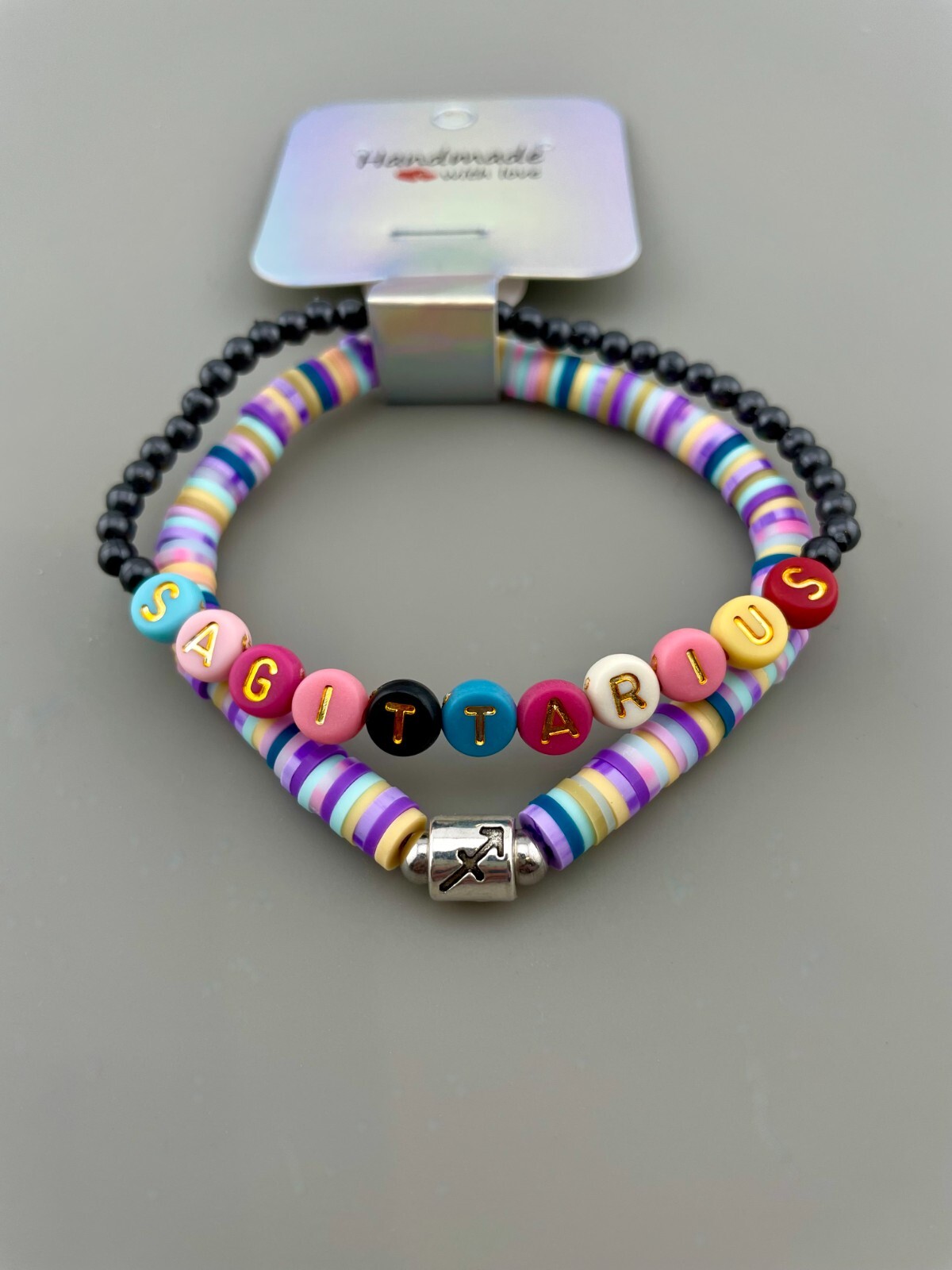 Handmade Sagittarius Zodiac Bracelet Set Beaded Stretch Astrology Jewelry