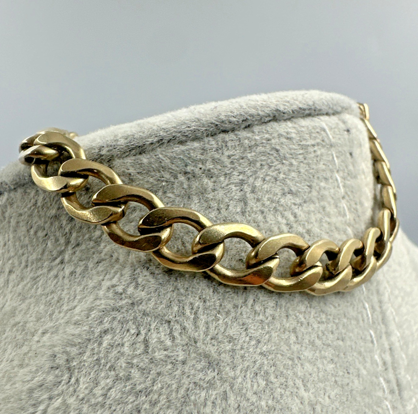 Vtg 1/20 12k G.F. Gold Filled B.A.B. Co Curb Link Chain 7mm Bracelet 7.75″ 14.1g