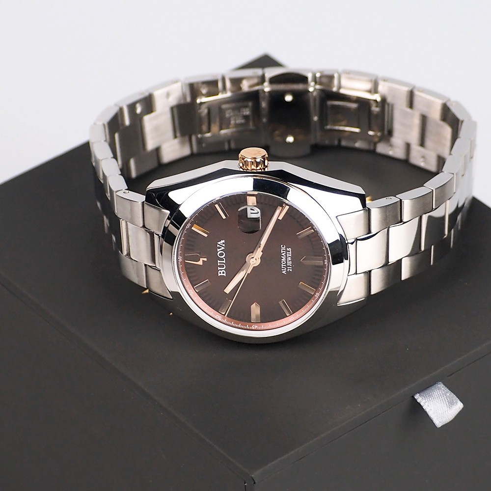 Bulova Surveyor 98B422 Burgundy Red Dial Stainless Steel Automatic Men’s Watch