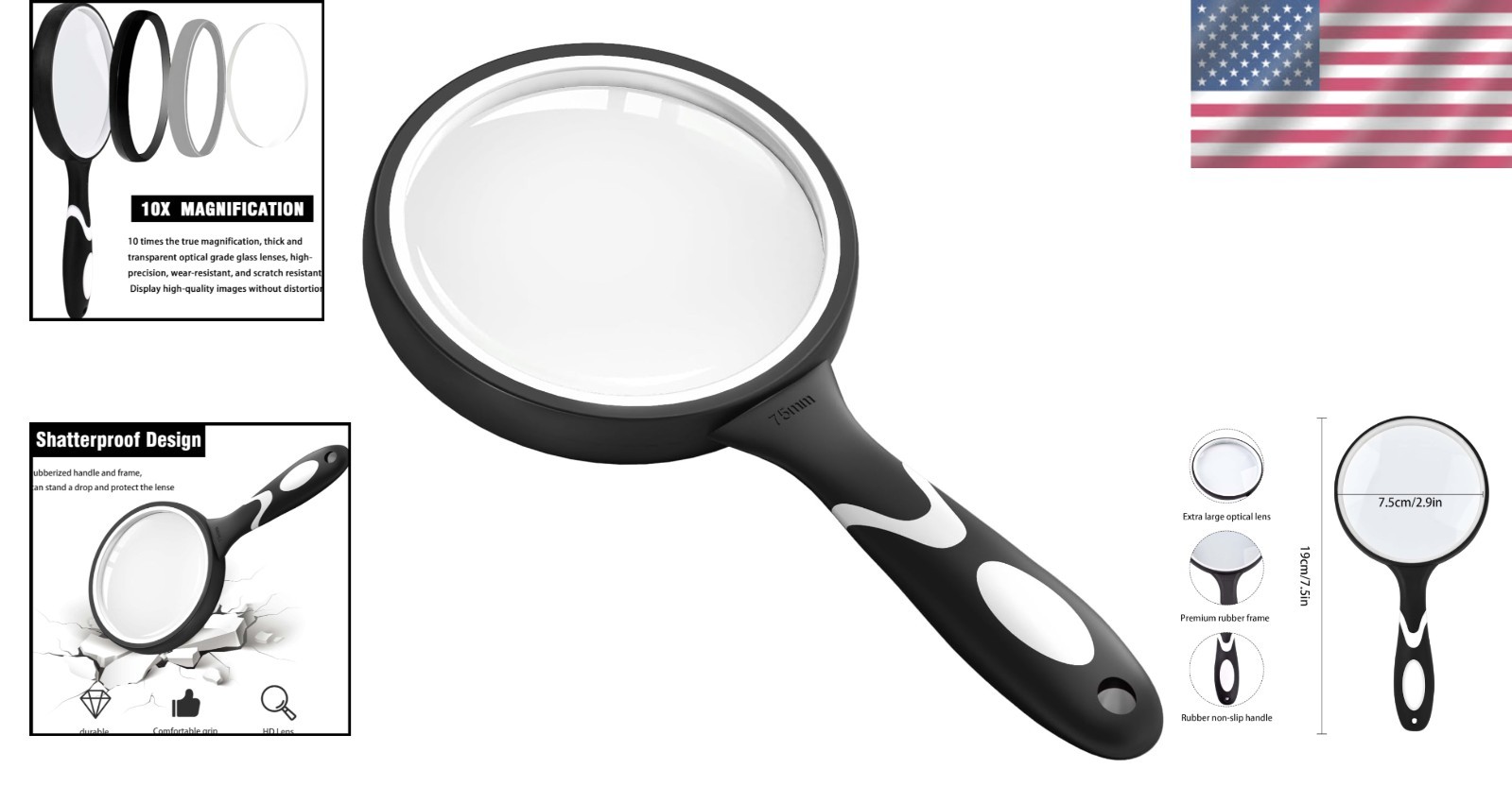 10X Magnifying Glass with Glass Lens – Ideal for Observing Fine Details