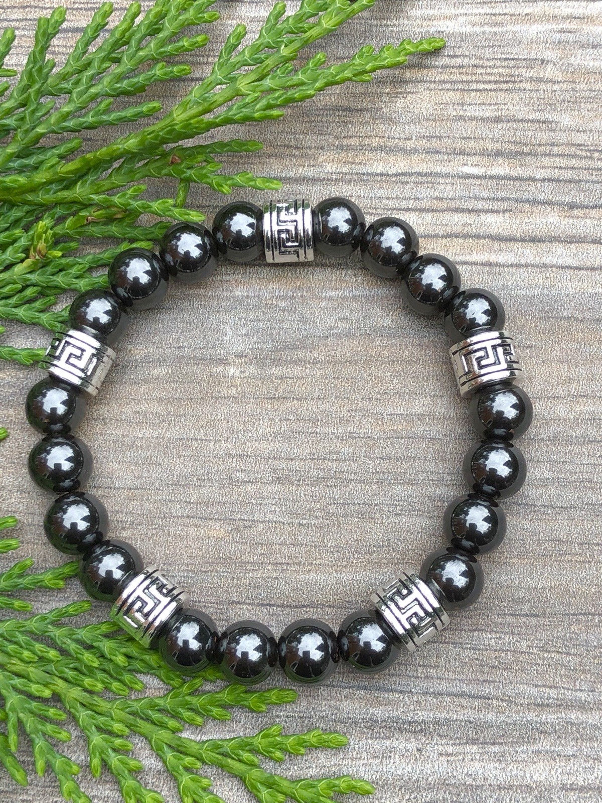 MEN & WOMEN’S UNISEX MAGNETIC HEMATITE THERAPY & GREEK SPACERS BRACELET ALL SIZE
