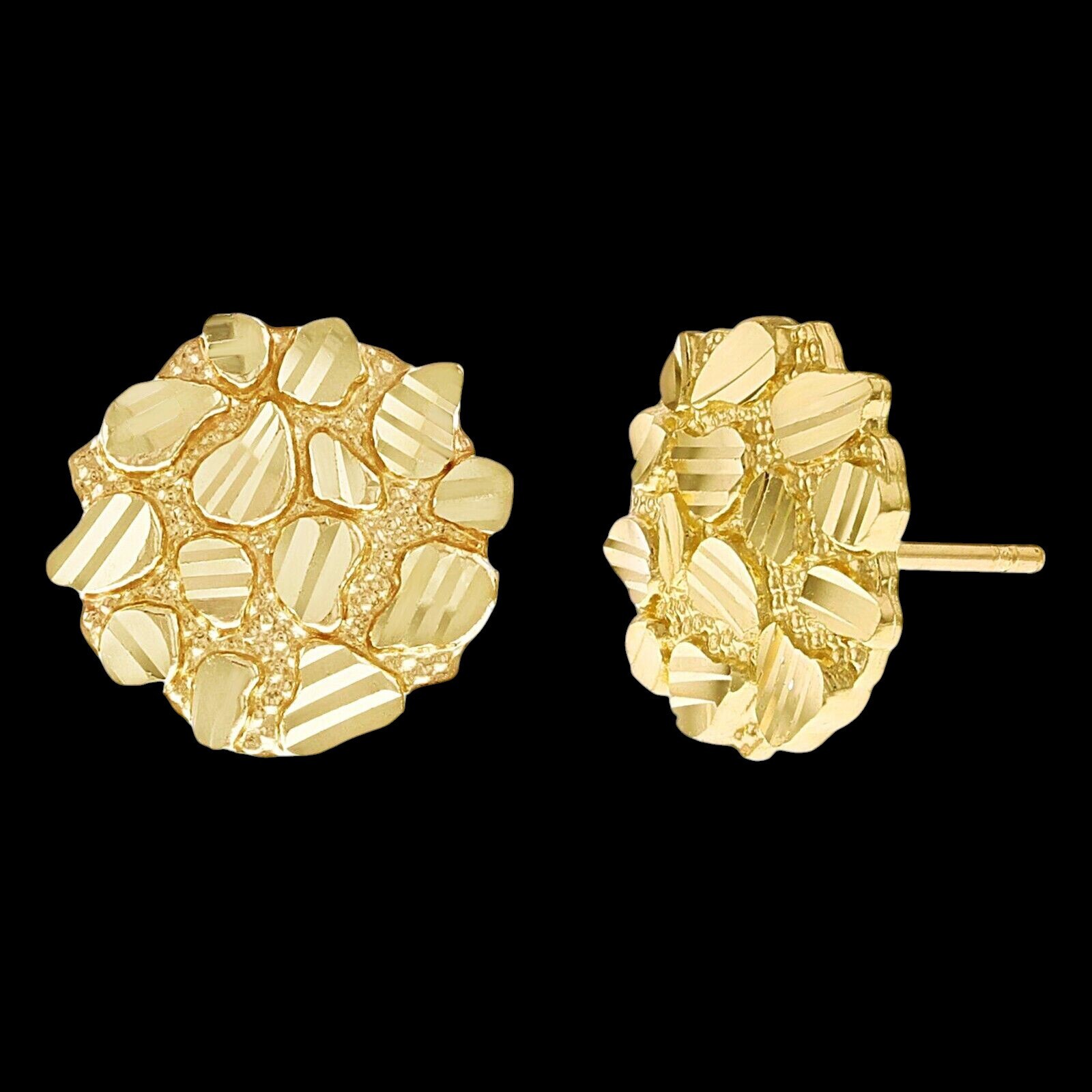 Nugget Cookie Earrings Hip Hop Gold plated Cubic Zirconia Stud Earring Unisex