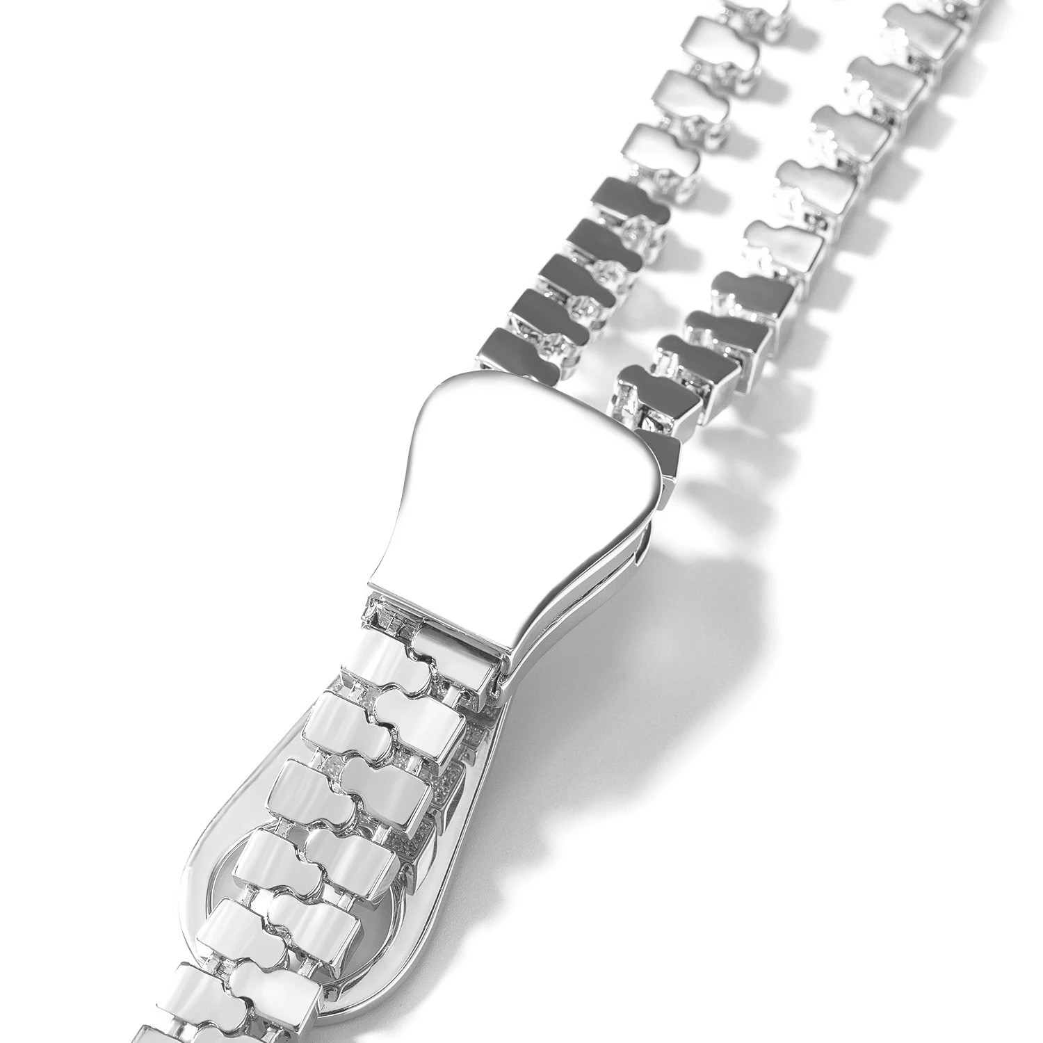 5AAA+ CZ Ice Out Hop Hip Bling Collar Zipper Chain Necklace 14k Gold Plated