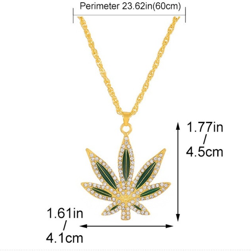 Women’s Maple Leaf Pendant Necklace with Inlaid Rhinestone Alloy Hip-hop Gift