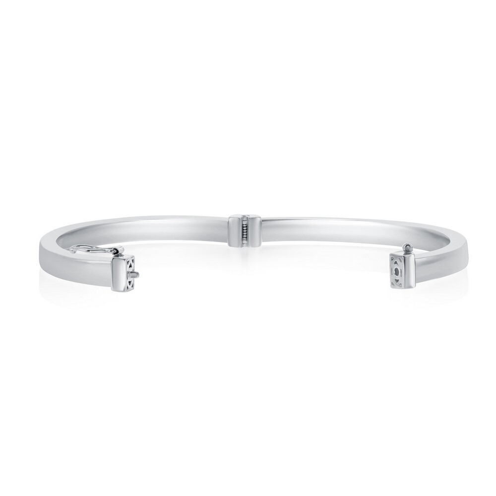 Classic Women’s Bangle Sterling Silver Plain Hinged Open Box Clasp Engravable