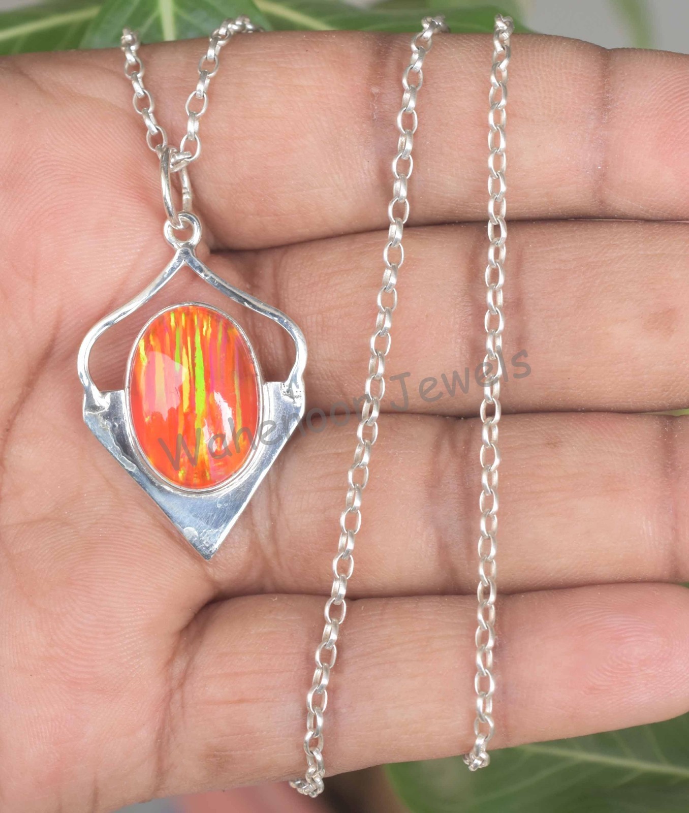 22.65 Ct Orange Fire Opal 925 Sterling Silver Handmade Pendant For Her