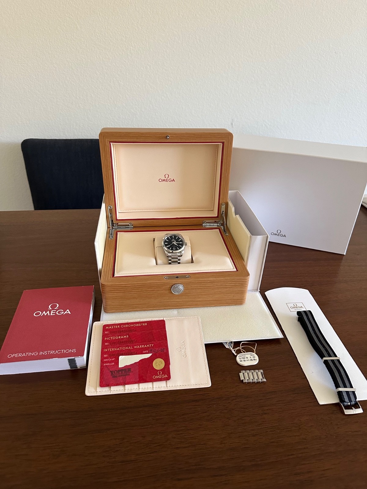 Omega Seamaster Aqua Terra Black Lacquer 38mm Complete Set plus bond nato