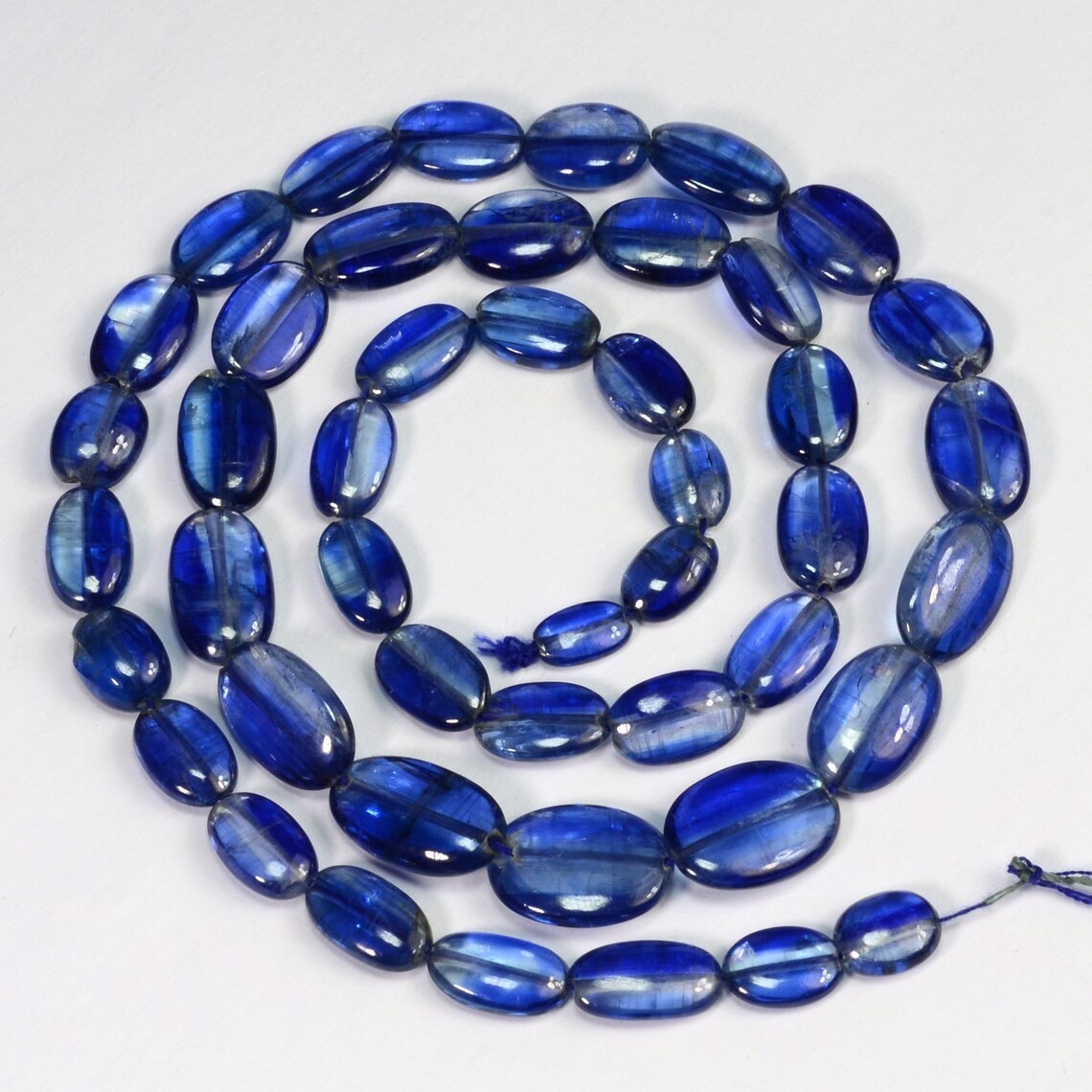 100% natural Kyanite Sapphire Blue Smooth Oval Nuggets Beads 16.5 inch strand
