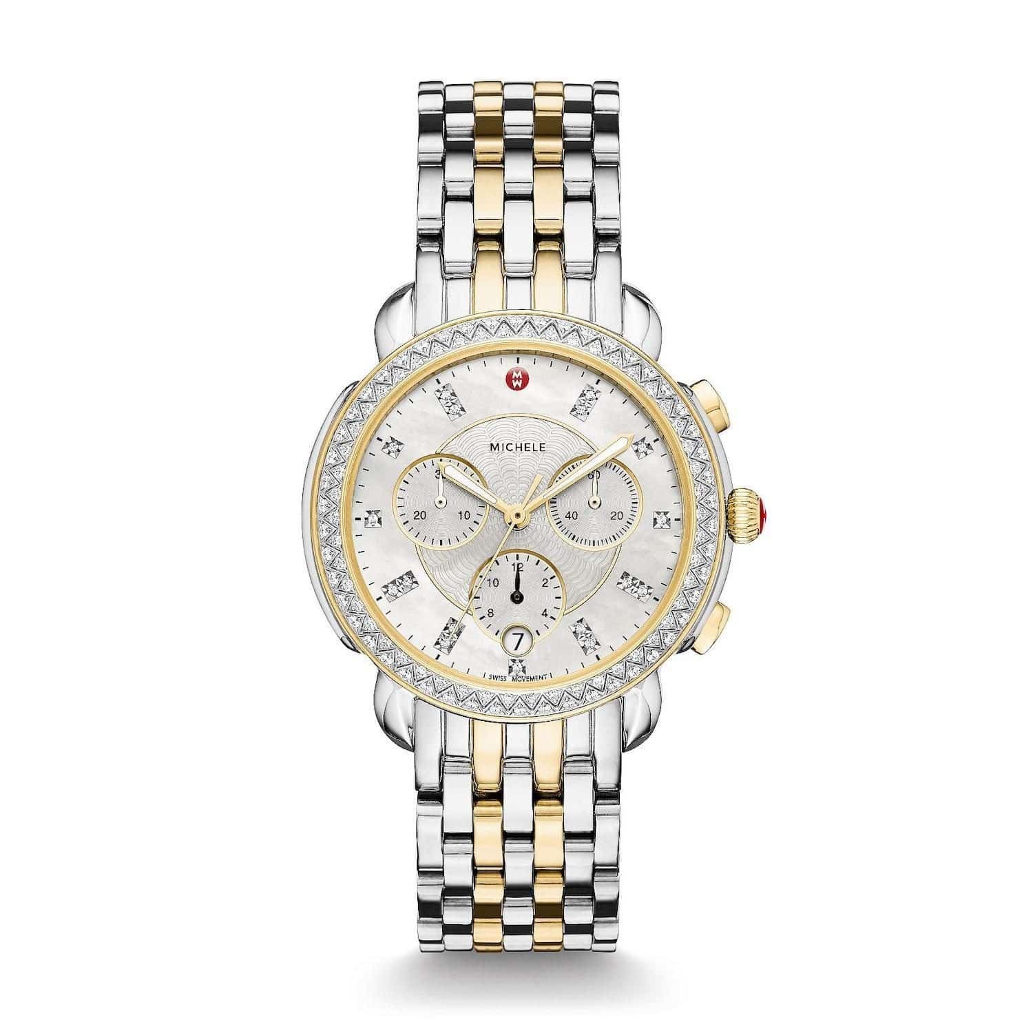 MICHELE Sidney Two-Tone Stainless Steel Diamond Dial Women’s Watch MWW30A000005