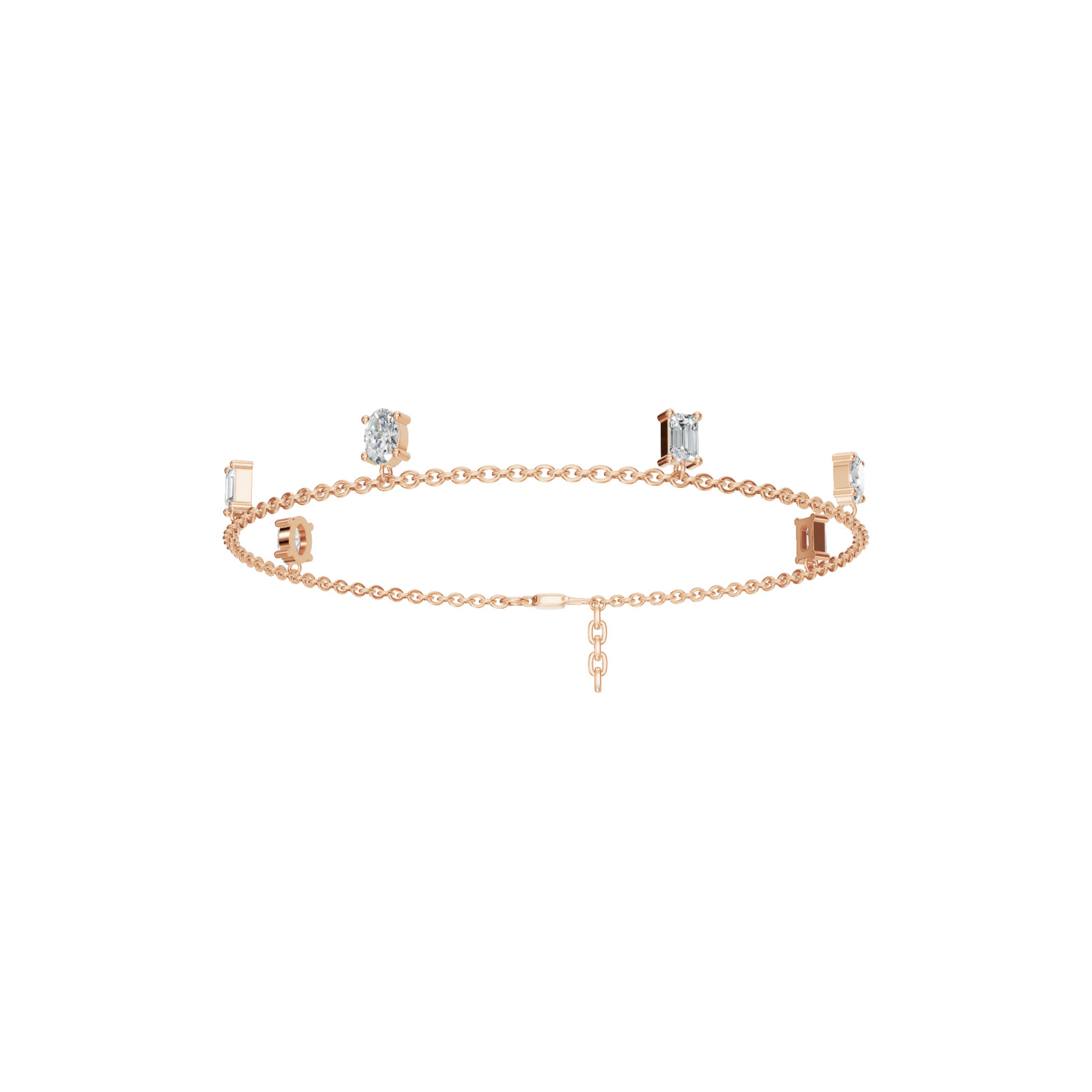 Minimalist Celestial Drops Emerald Oval Lab Grown Diamond Charm Bracelet