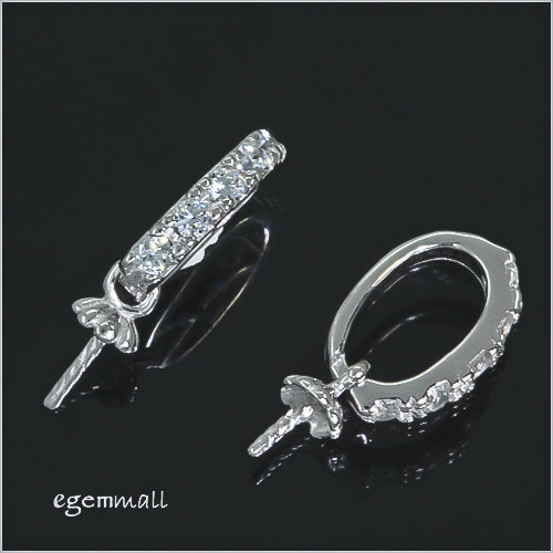 1PC Sterling Silver CZ Pendant Bail Connector with Pearl Cup #51977