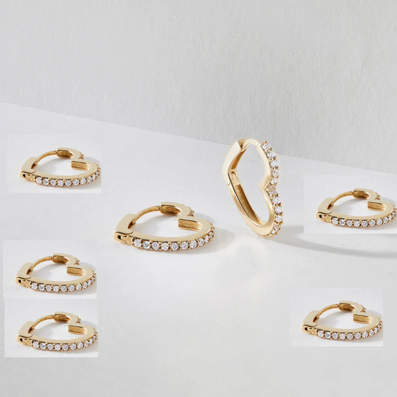 9ct Gold &White Gold Vermeil Ladies Heart Hoop Earrings – Pair 16mm & Gift box