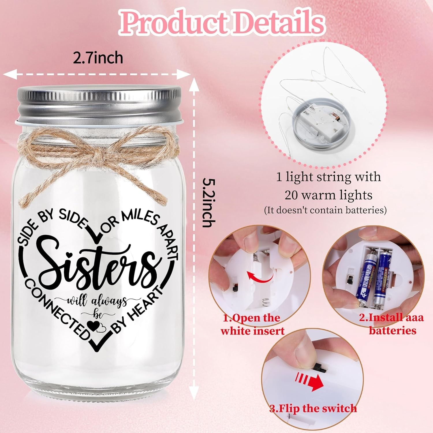 Heartwarming Sister Mason Jar Gift with Light – Perfect for Every Occasion
