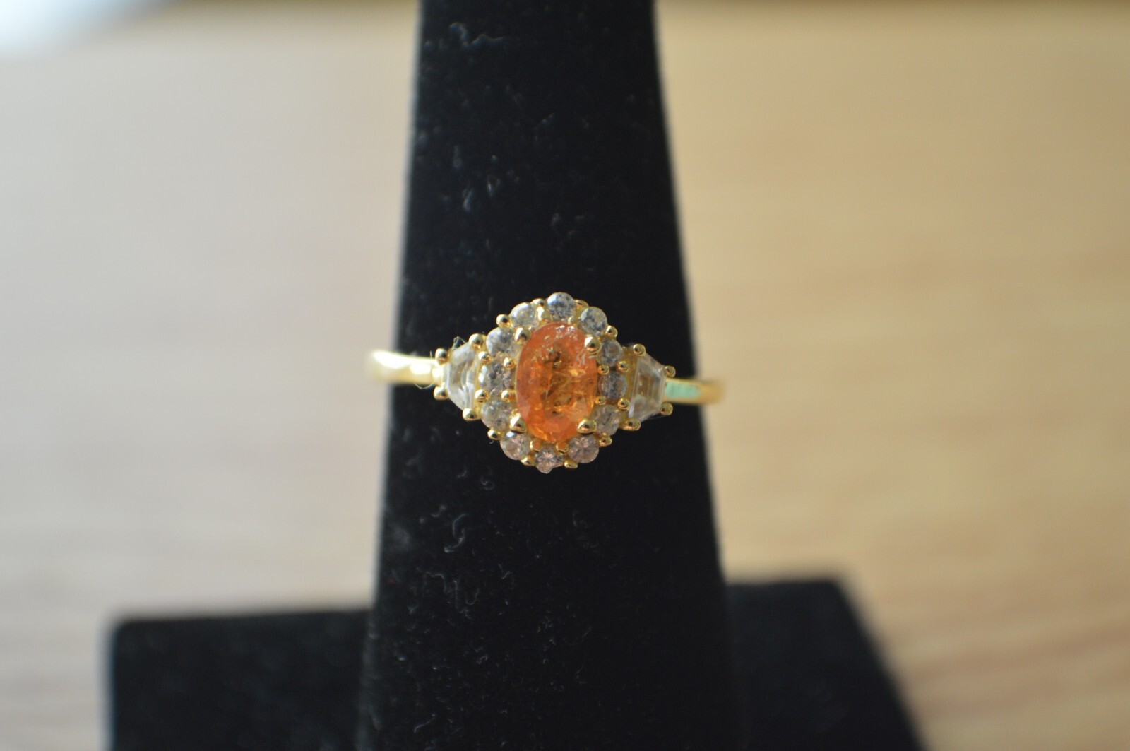 1.25ct Viceroy Spessartine Garnet / Zircon Ring 14k YG over Fine Silver Size 8
