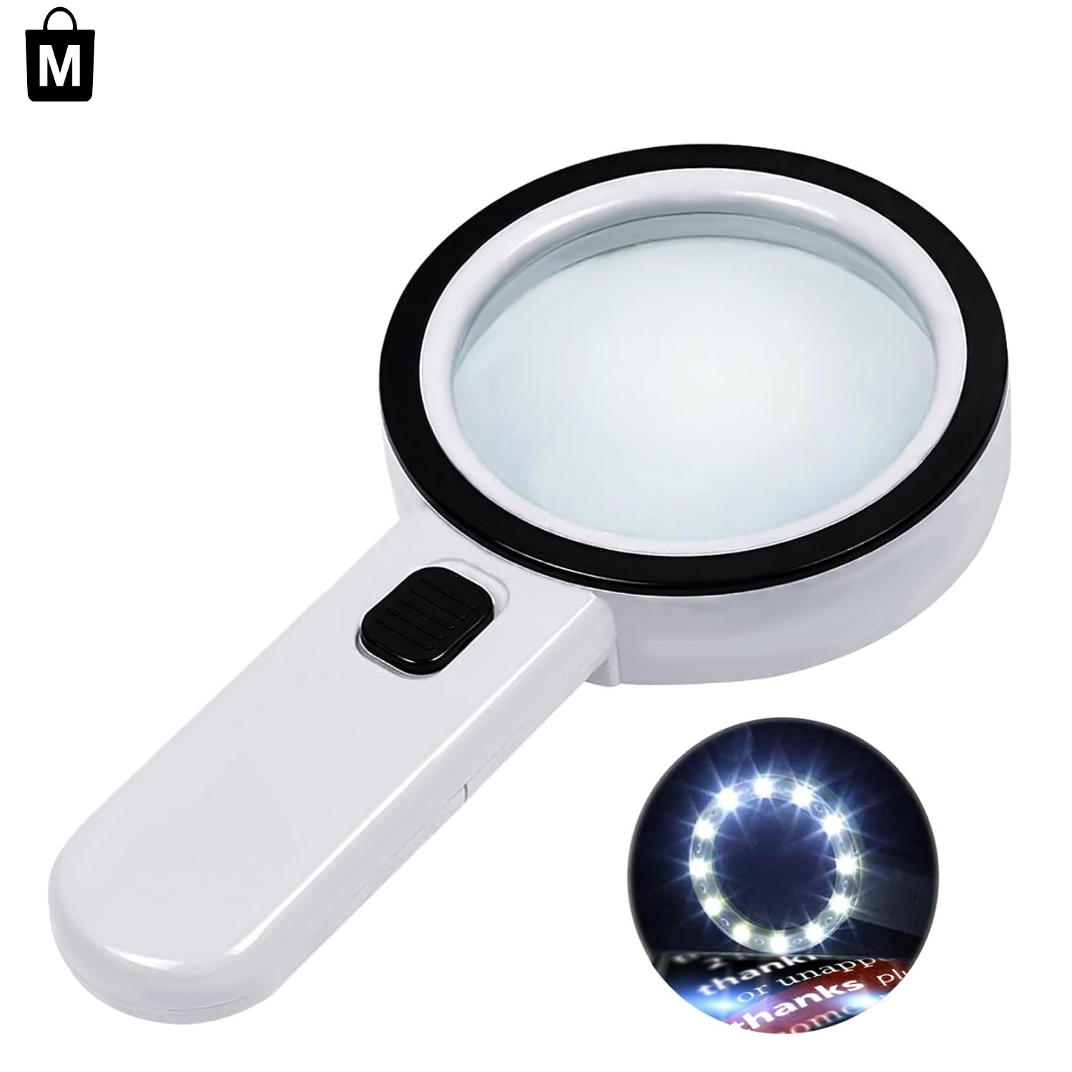Ultra-Clear Optical Lens Handheld Magnifier – 12 LED for All Ages & Hobbies