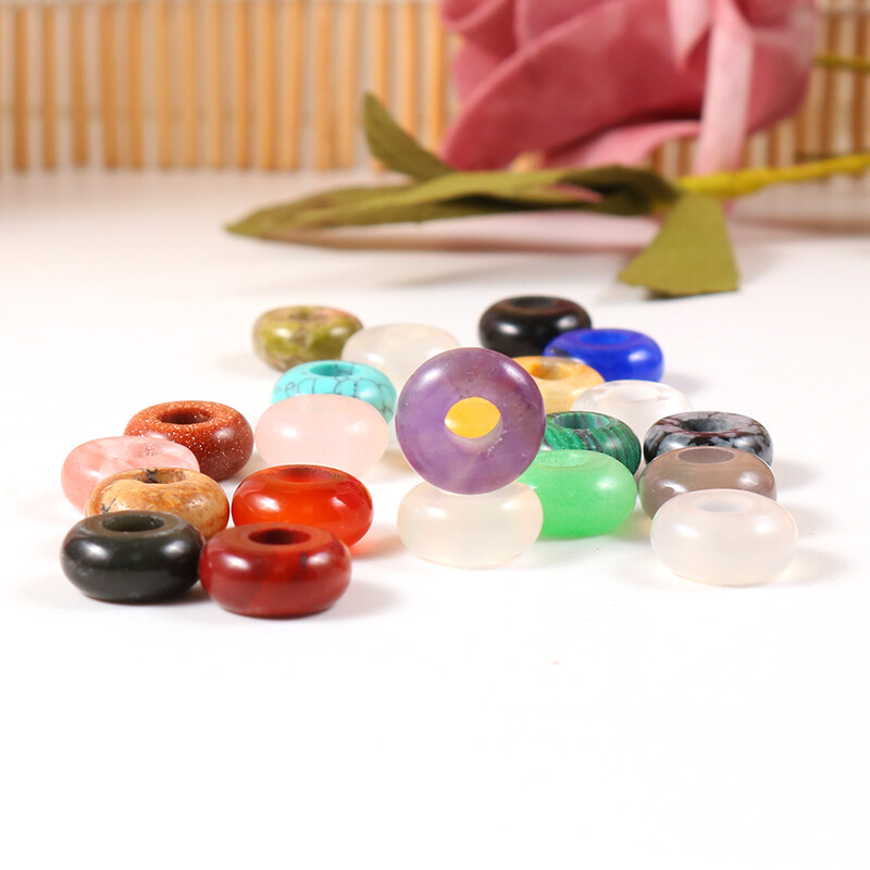 Natural Mini Stone 4x10mm Big Hole Beads Charms Healing Mix for Jewelry making