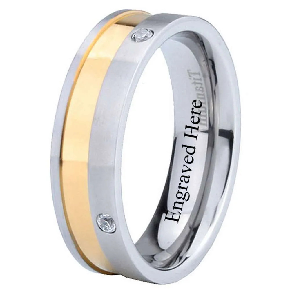 4, 7MM Titanium 14K Gold IP Two Tone Men Wedding Band Ring Size 6 to 13