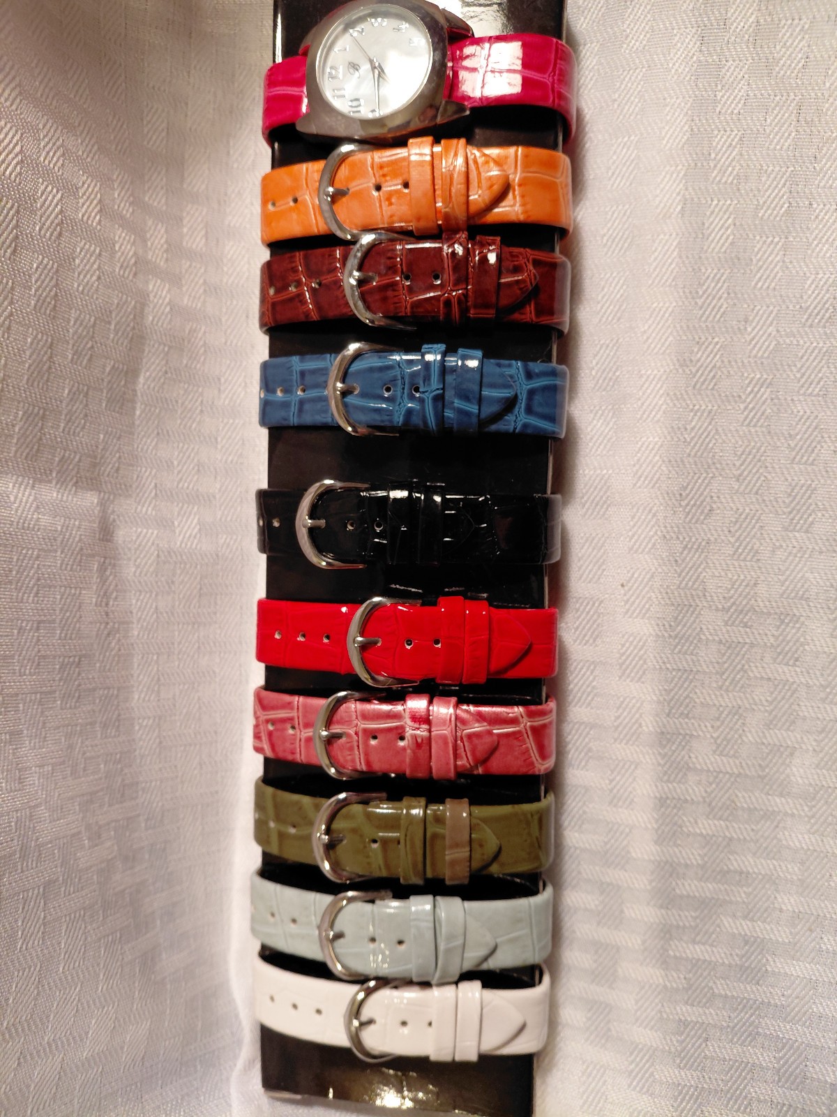 BURGI BTV101 Quartz Watch w/10 Asst. Colors Interchangeable Bands & New Battery