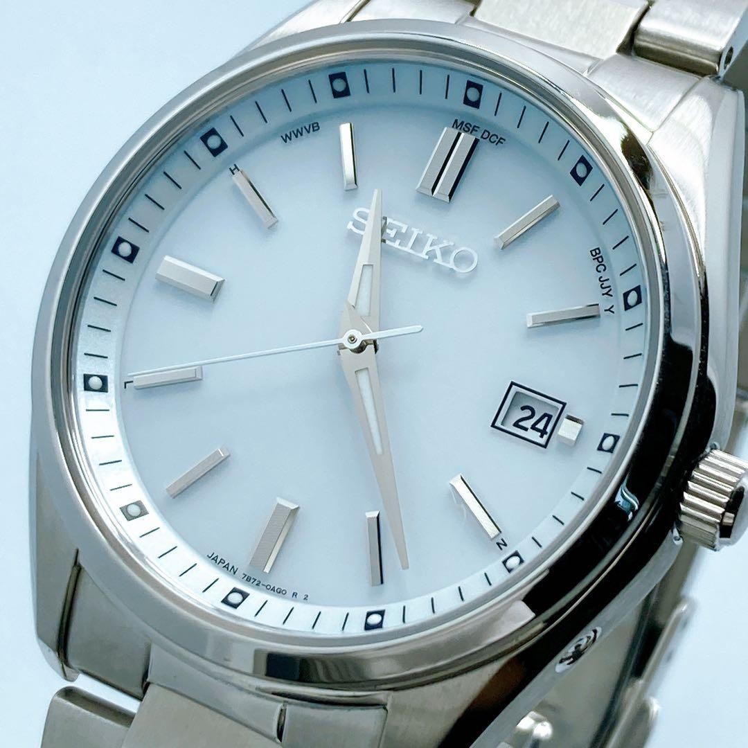 813 Seiko 7B72 0AC0 solar radio round wristwatch