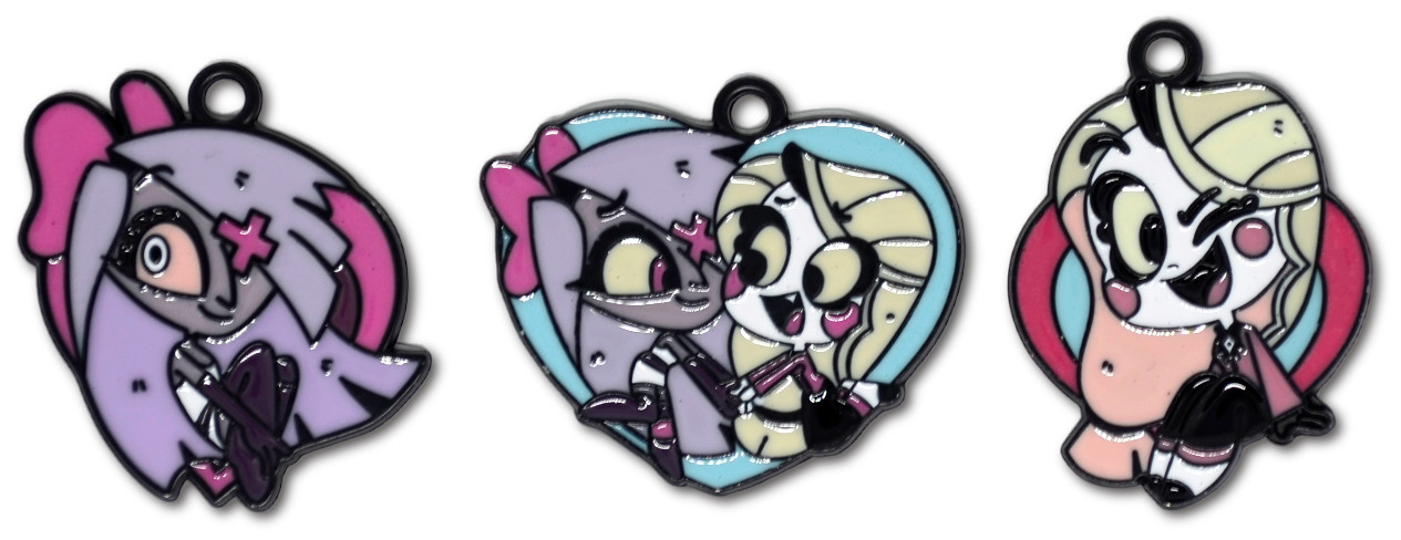 Hazbin Hotel 10pc Enamel Pendant Charm Set Charlie Alastor Angel Dust Niffty