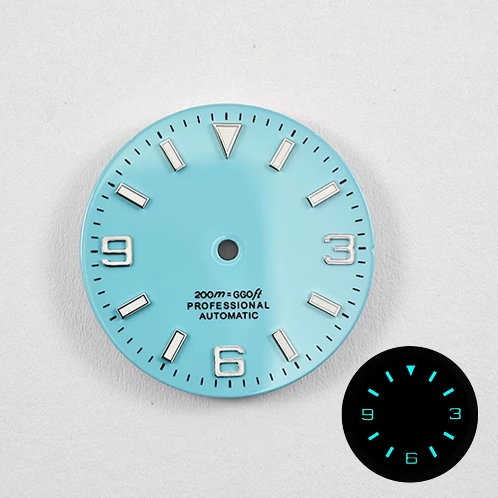 NH35 29Mm No Logo Watch Dial Fit NH35A NH36 NH38 Movement Blue Green Luminous Ro