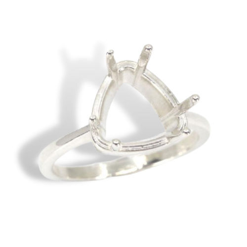 Sterling (5mm-12mm) Trillion Solitaire 6-Prong Premium Ring Mounting Ring Size 7