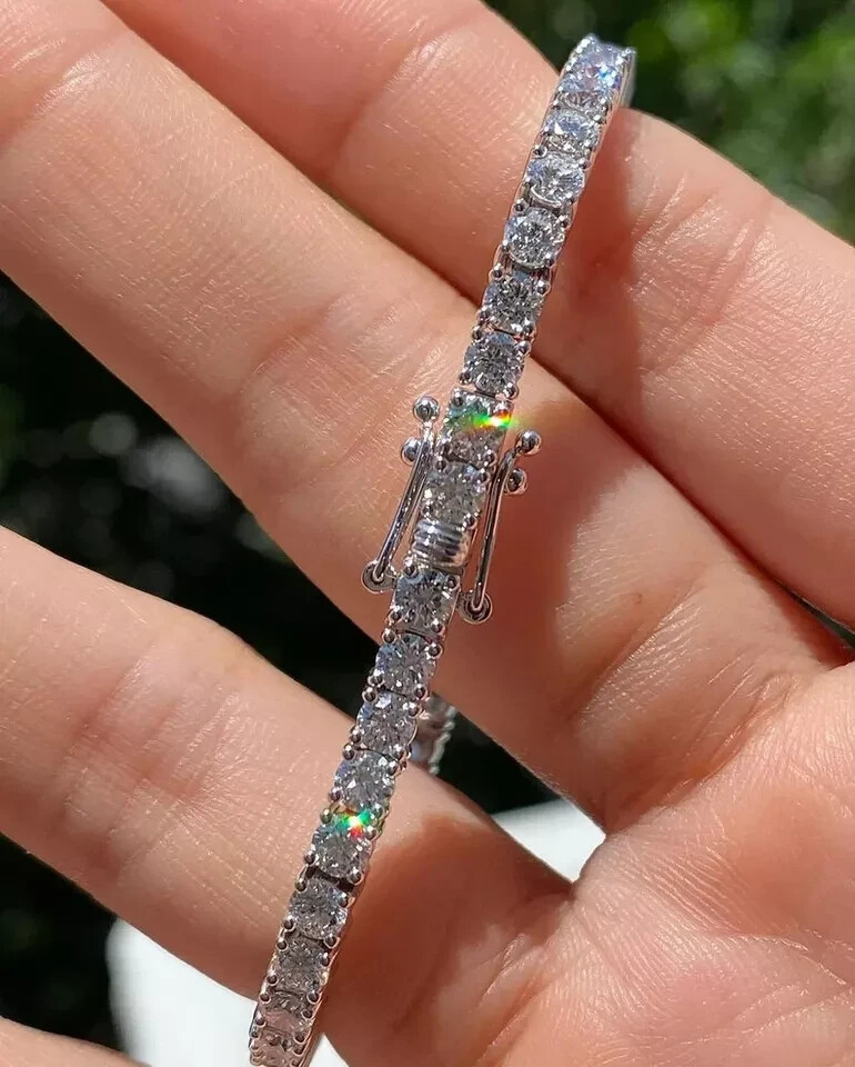 3MM Round GH/SI Natural Diamond Men’s GIA Verify Tennis Bracelet 14k White Gold