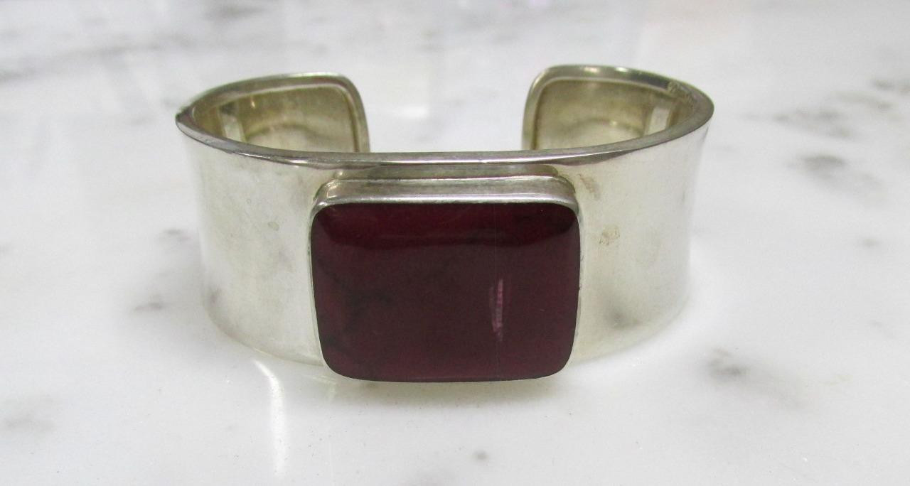 JRI Mexico Sterling Silver Cuff Bracelet w/ Dyed Howlite Stone ~ 36.3g ~ 5-F505