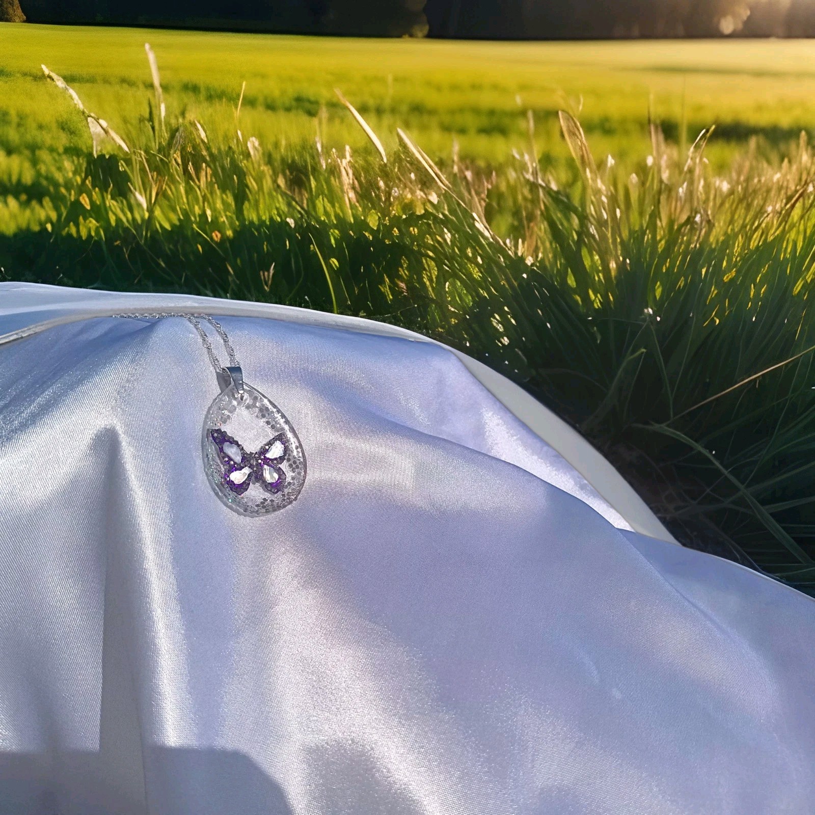 Crystal Butterfly Pendant Necklace, Reversible, Mother of Pearl The Perfect Gift