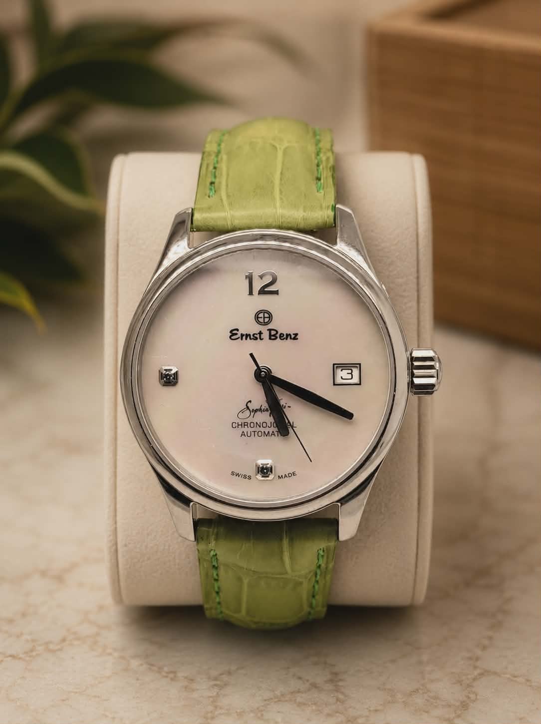 Ernst Benz Sophia Fiori Automatic Green Alligator Watch