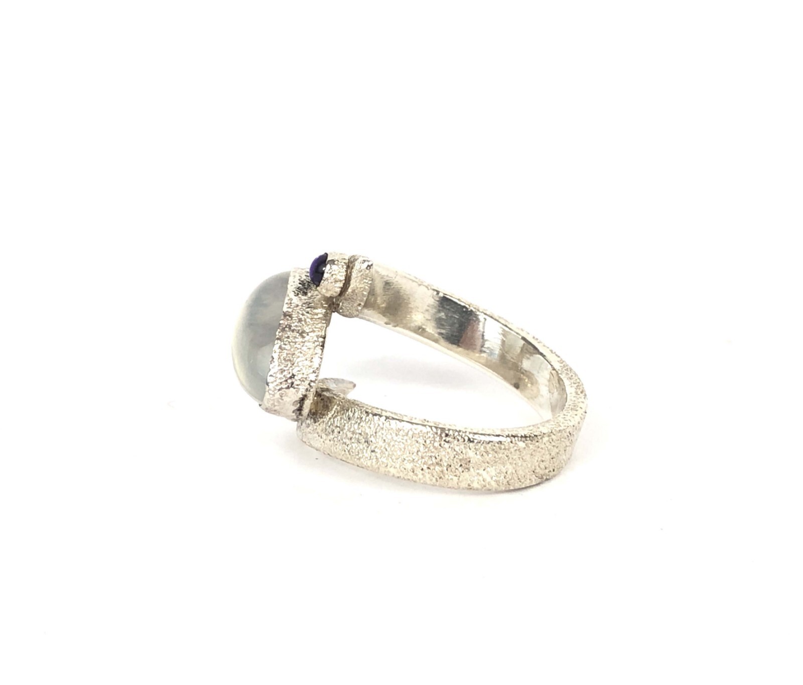 Artisan Moonstone Tourmaline Amethyst Frosted Sterling Silver Bypass Ring Sz 7
