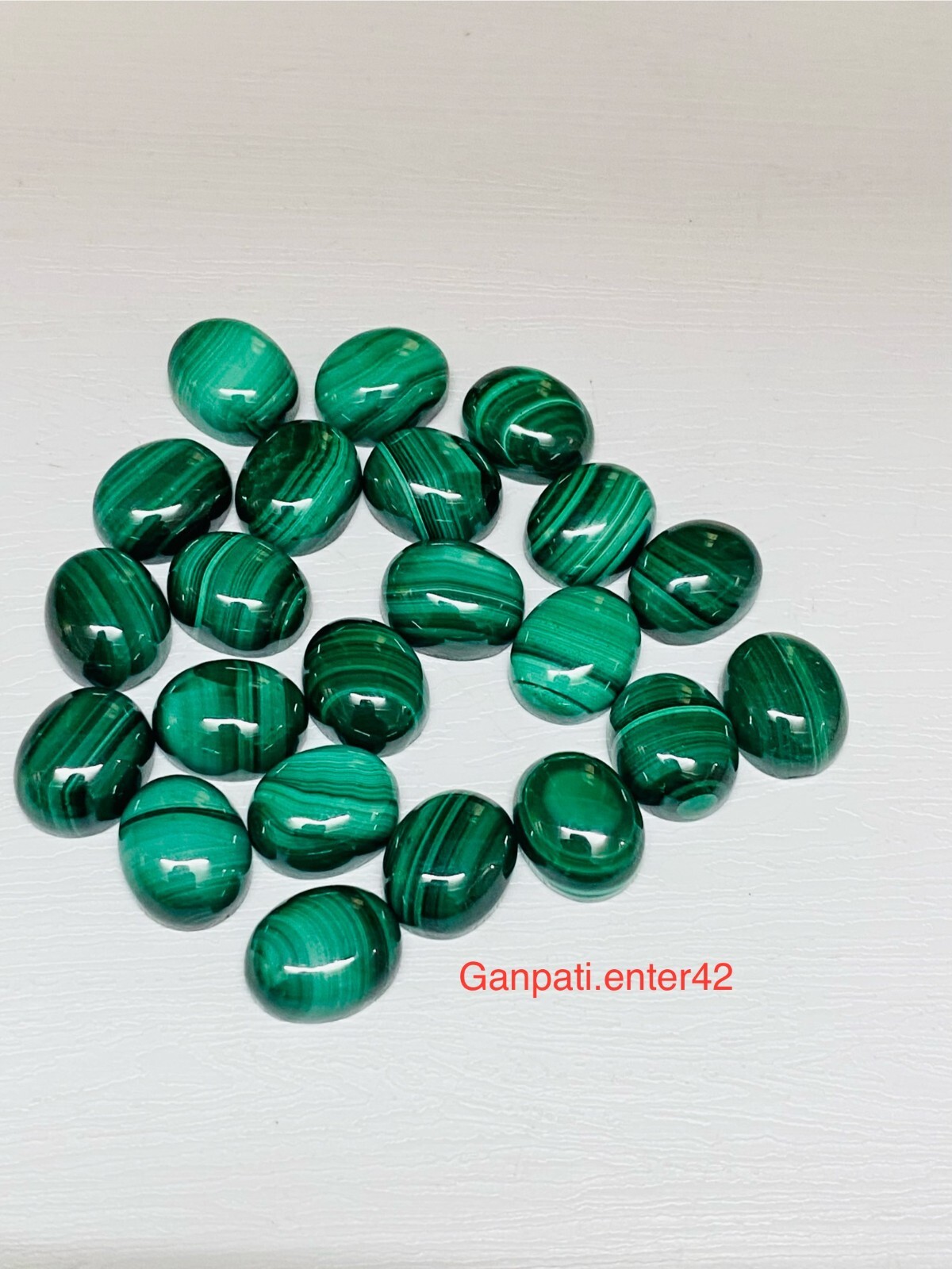 NATURAL MALACHITE OVAL CABOCHONS 11×9 MM 05 PCS LOT LOOSE GEMSTONE E