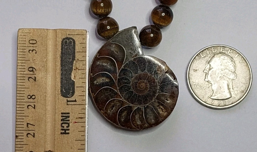 Fossil Ammonite Handmade Adjustable and Hand Braided Necklace