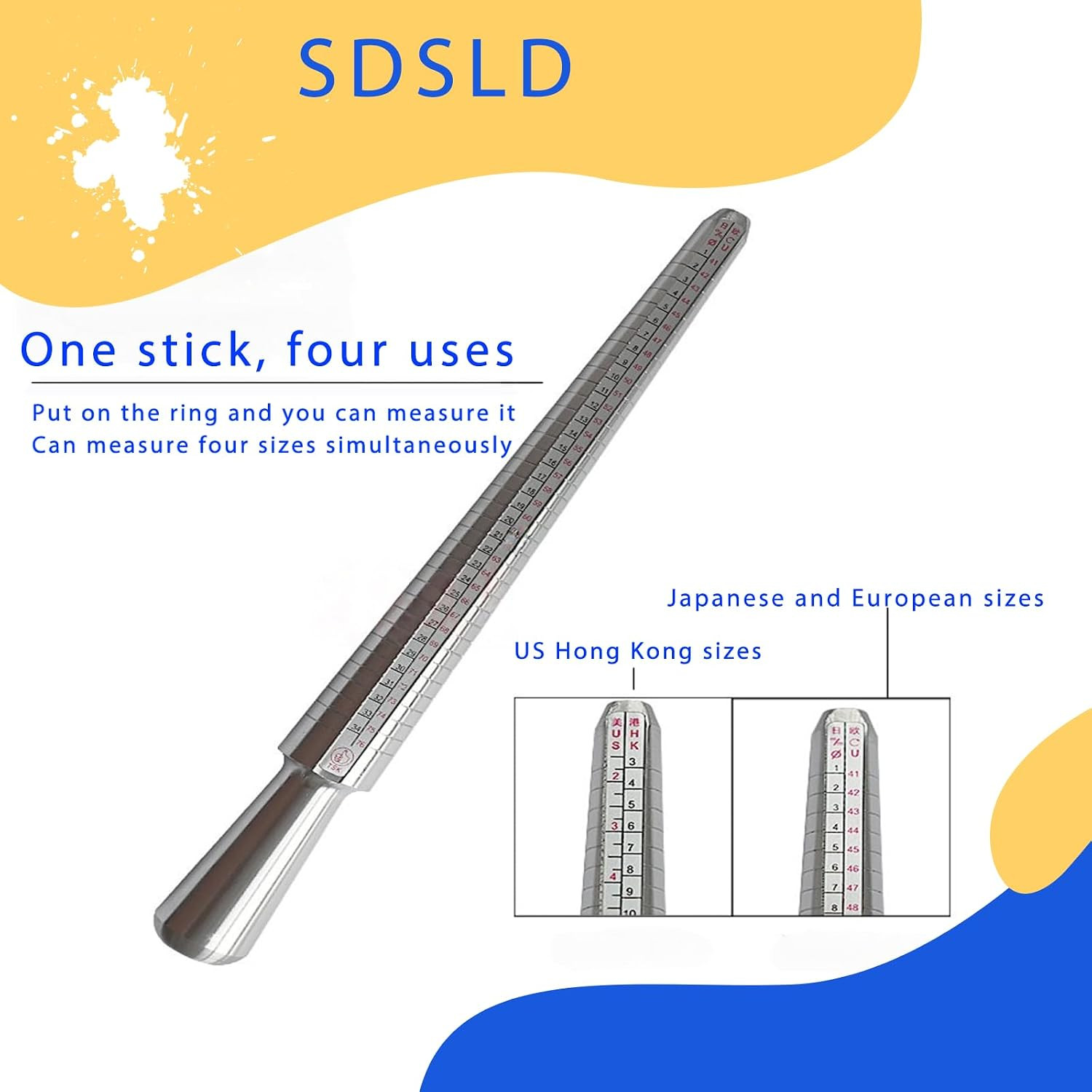 Ring Mandrel Metal Ring Sizer Measuring Tool & Rubber Jewelry Hammer Ring Sizing