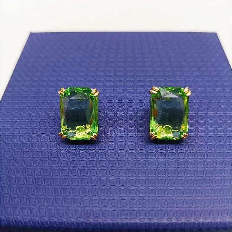 Swarovski Octagonal Cut Square Candy Earrings Fresh and Charming Green Square