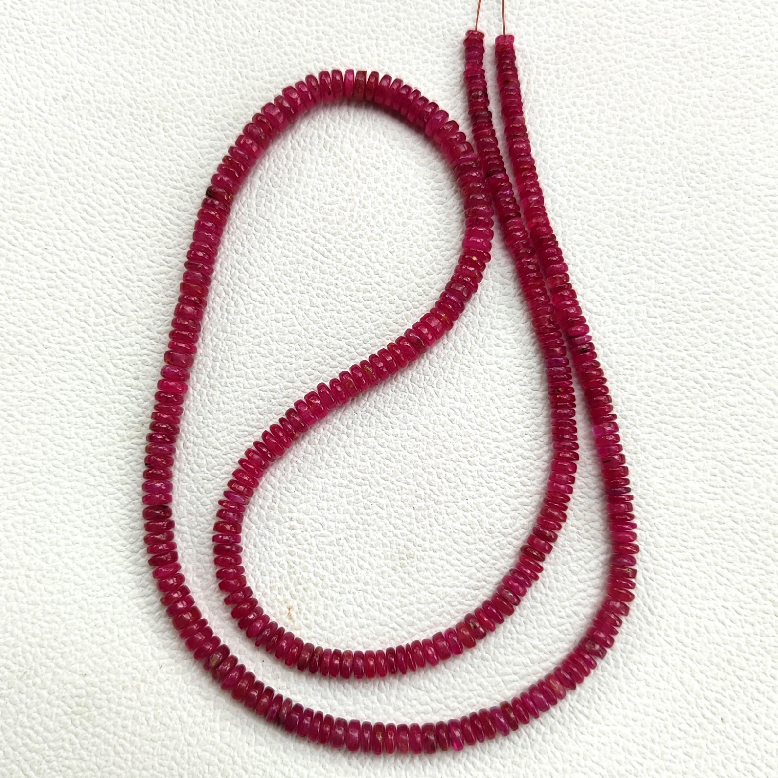 Natural Myanmar Ruby 3.5-5mm Heishi Smooth Beads Strand 23″ Genuine Burma Gems