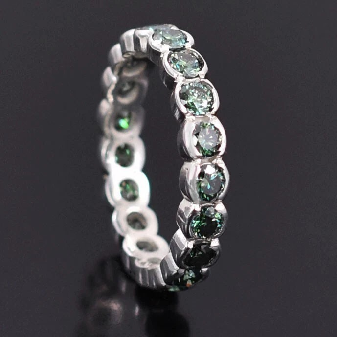 Beautiful 2.00 Ct Round Cut Blue Diamond Band Ring,Tarrif free