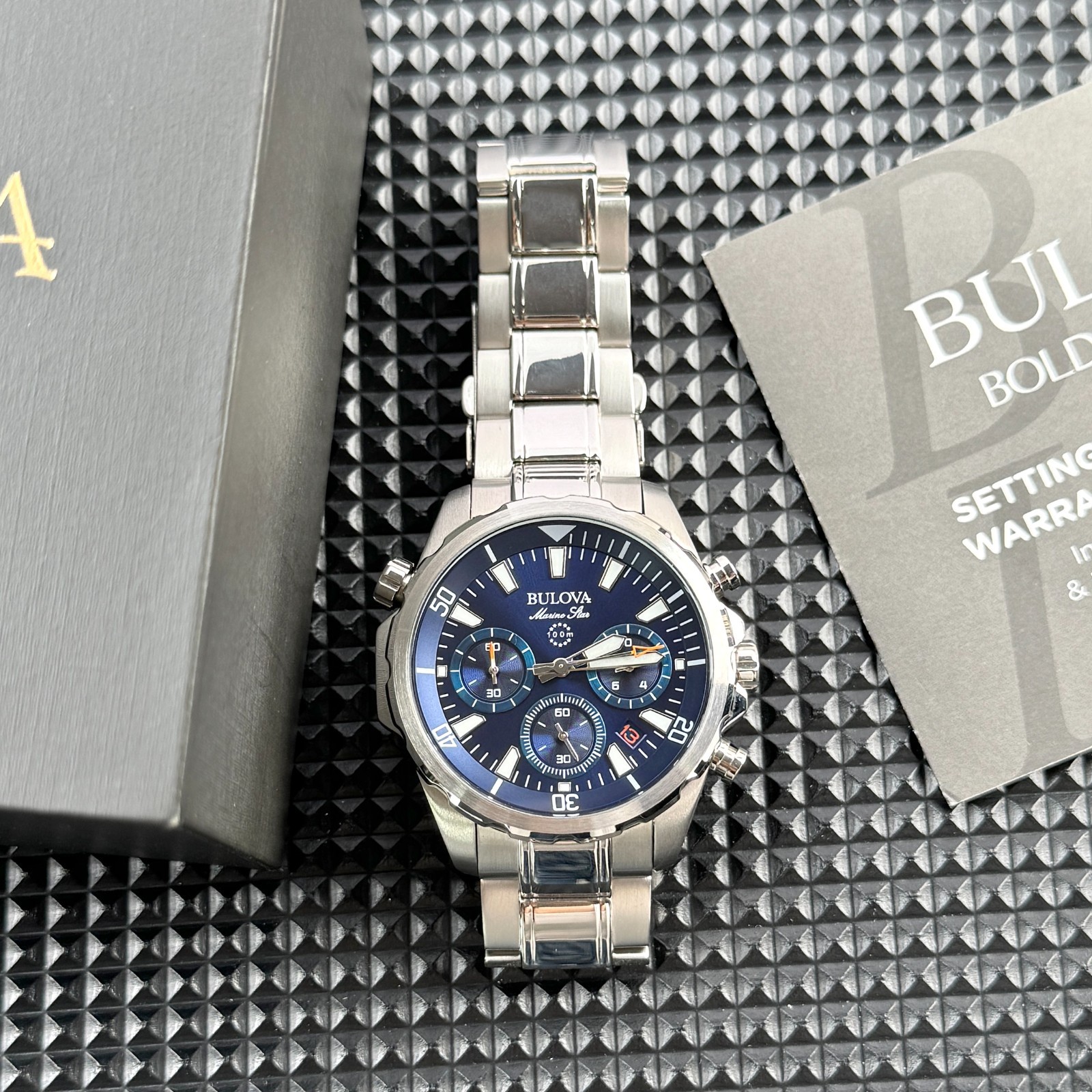 Bulova Marine Star Blue Dial 96B256 Quartz Men’s Watch 43.5mm