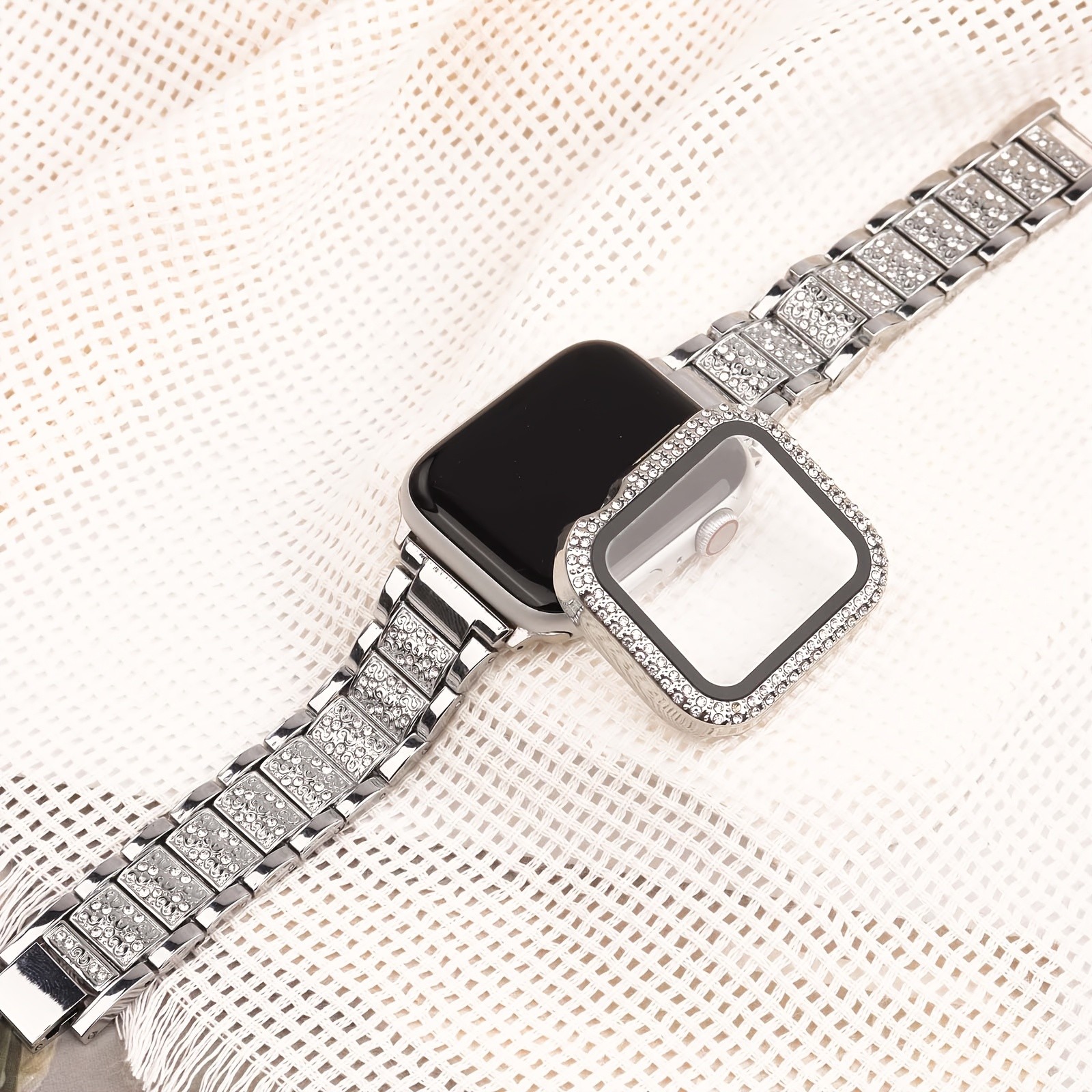 For Apple Watch Series SE/11/10/9/8/7/6/5/4 Bling Case+Band 40mm/42mm/46mm/44mm