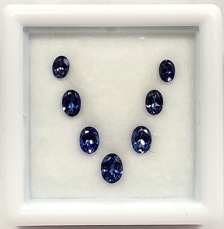 7 Faceted Benitoite Gemstones, Assorted size Oval Cuts, .98 ctw, #bfs98