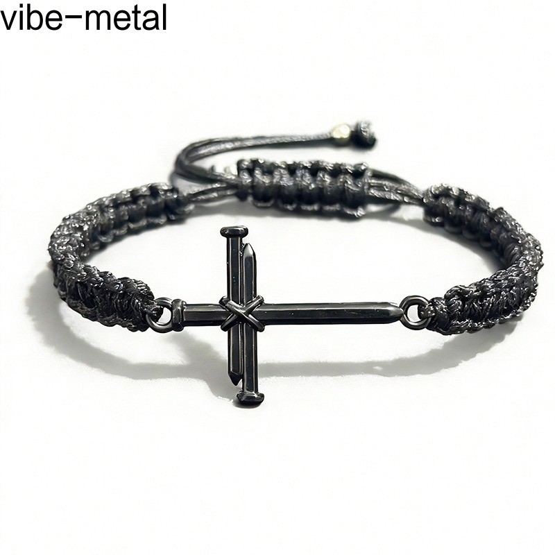 Braided Rope String Men Man Bracelet Charm Christian Jesus Cross Gift Adjustable