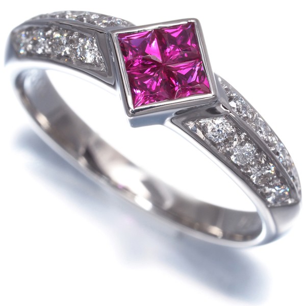 Ruby 0.31ct Diamond 0.20ct Ring 900 Platinum