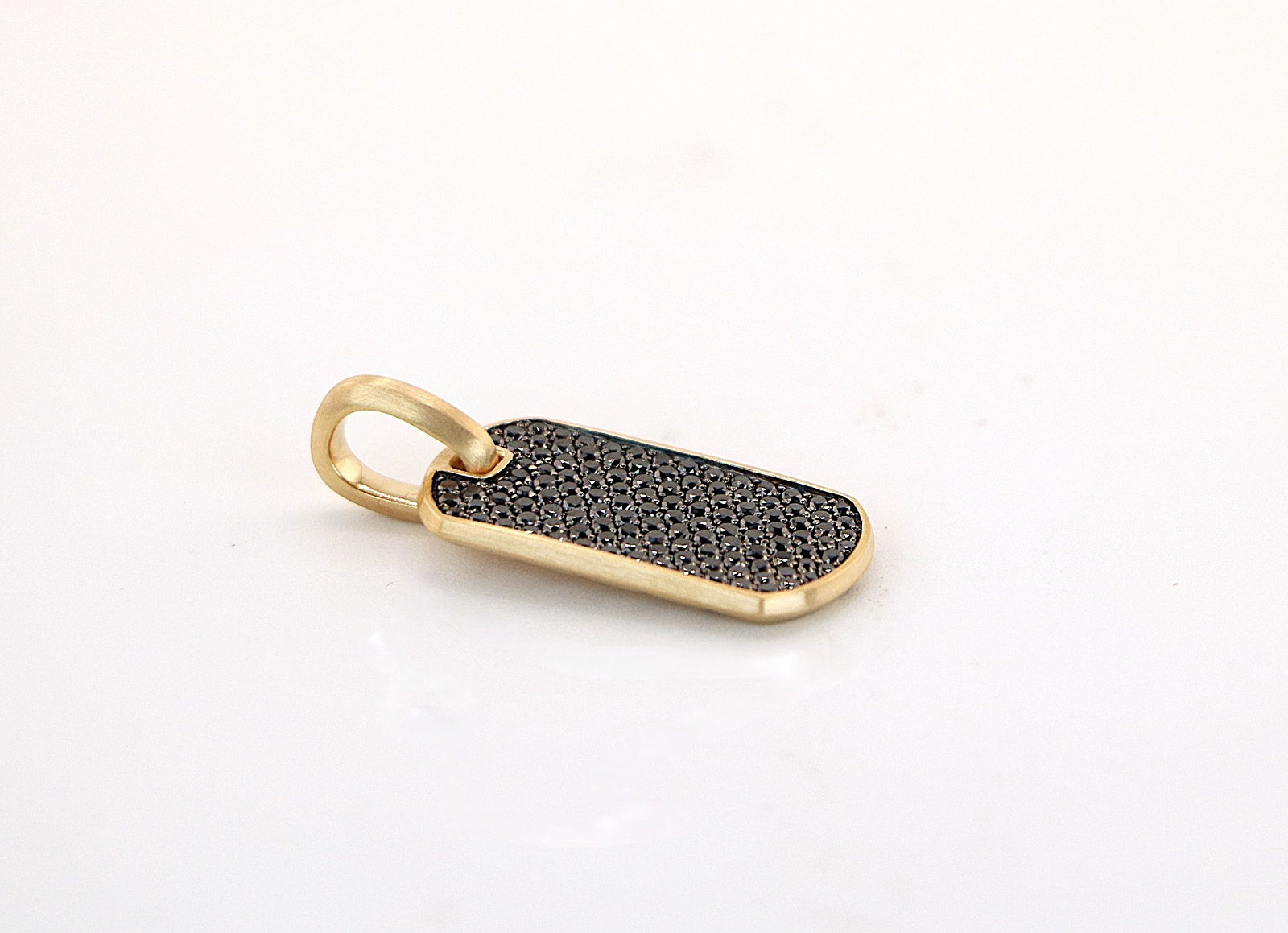 $4,500 David Yurman 18K Yellow Gold Pave Black Diamond 27mm Chevron Tag Pendant