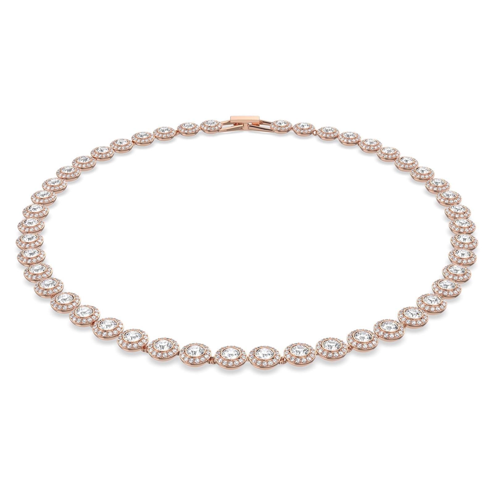 Swarovski Una Angelic Tennis Necklace Round Cut White Rose Gold-tone Plated NEW