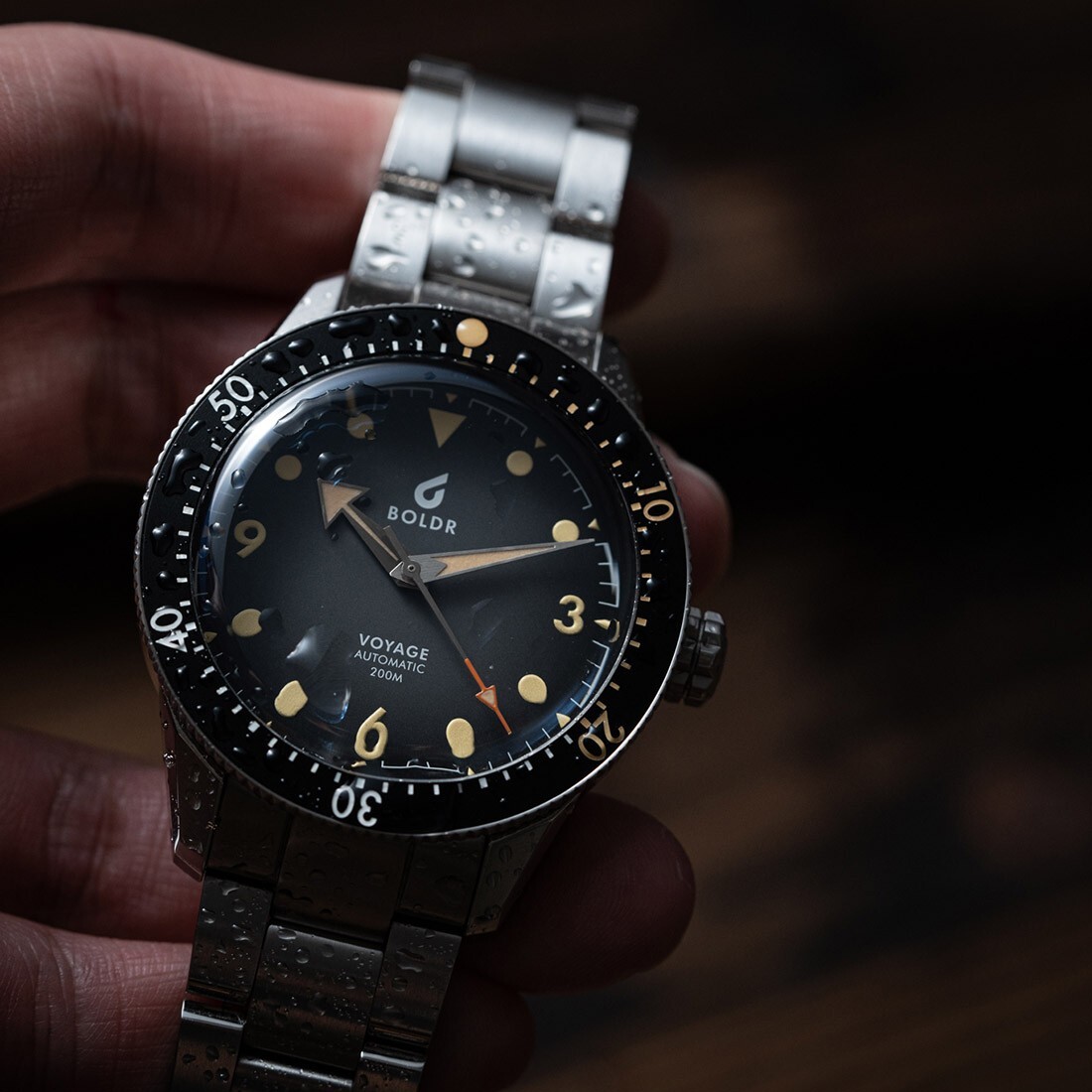 BOLDR VOYAGE MEDIT Automatico Acciaio Nero Giallo Zaffiro Orologio Uomo