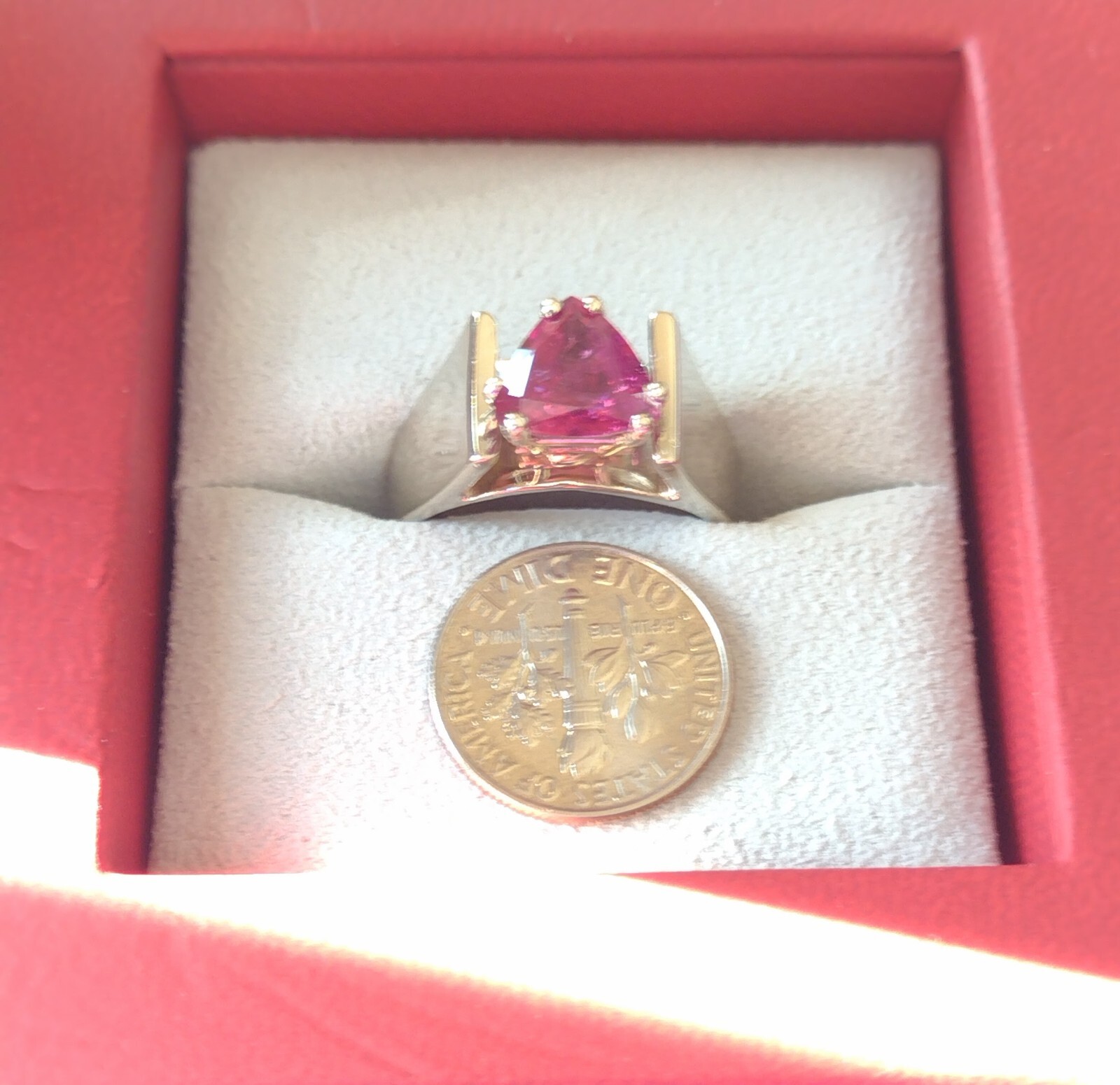 Natural 2.29 Ct Pink Tourmaline, 14 Kt White Gold Cathedral Mounting, Wt. 9.7 gm