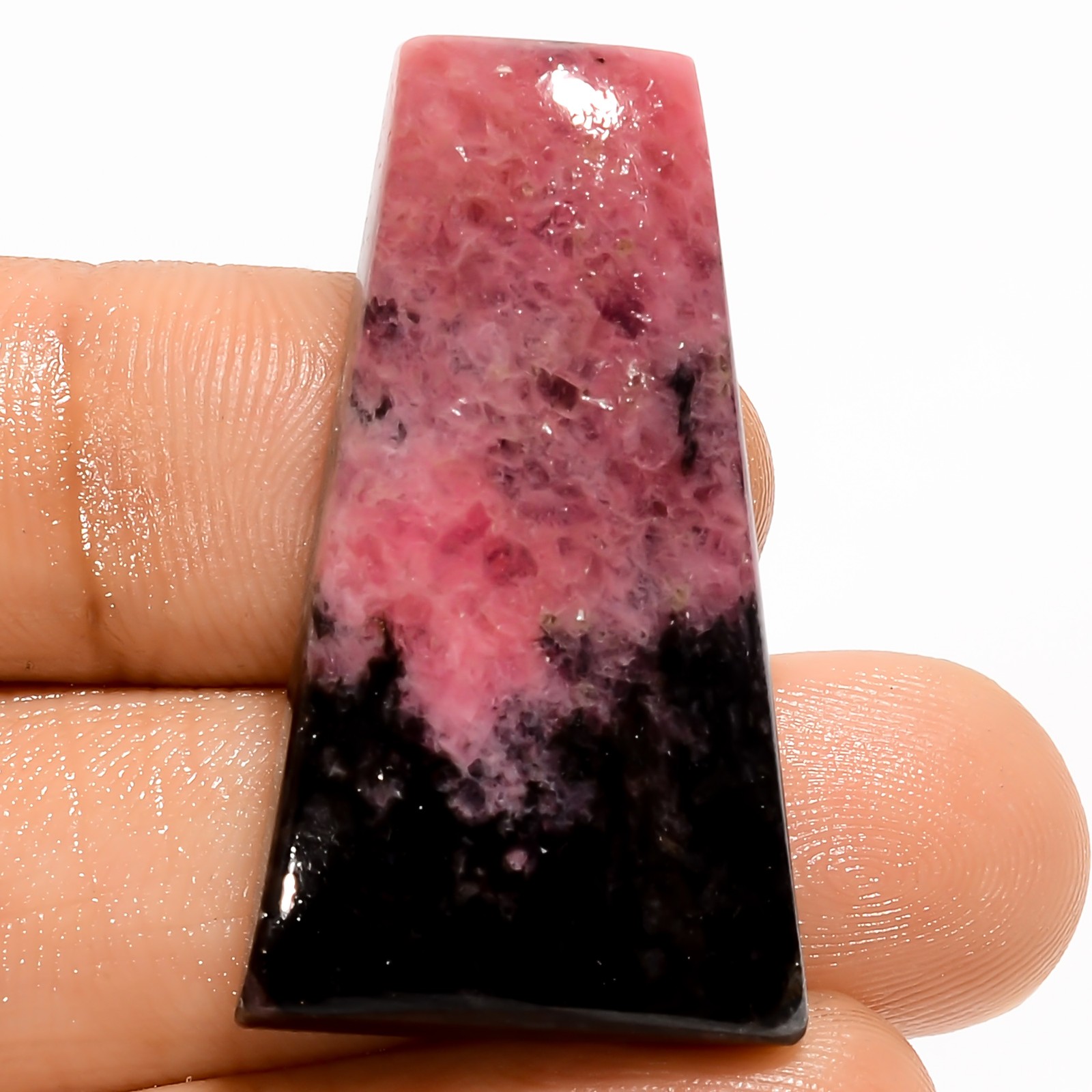 100% Natural Rhodonite Fancy Shape Cabochon Gemstone 53.5 Ct. 34X19X7 mm A-35789